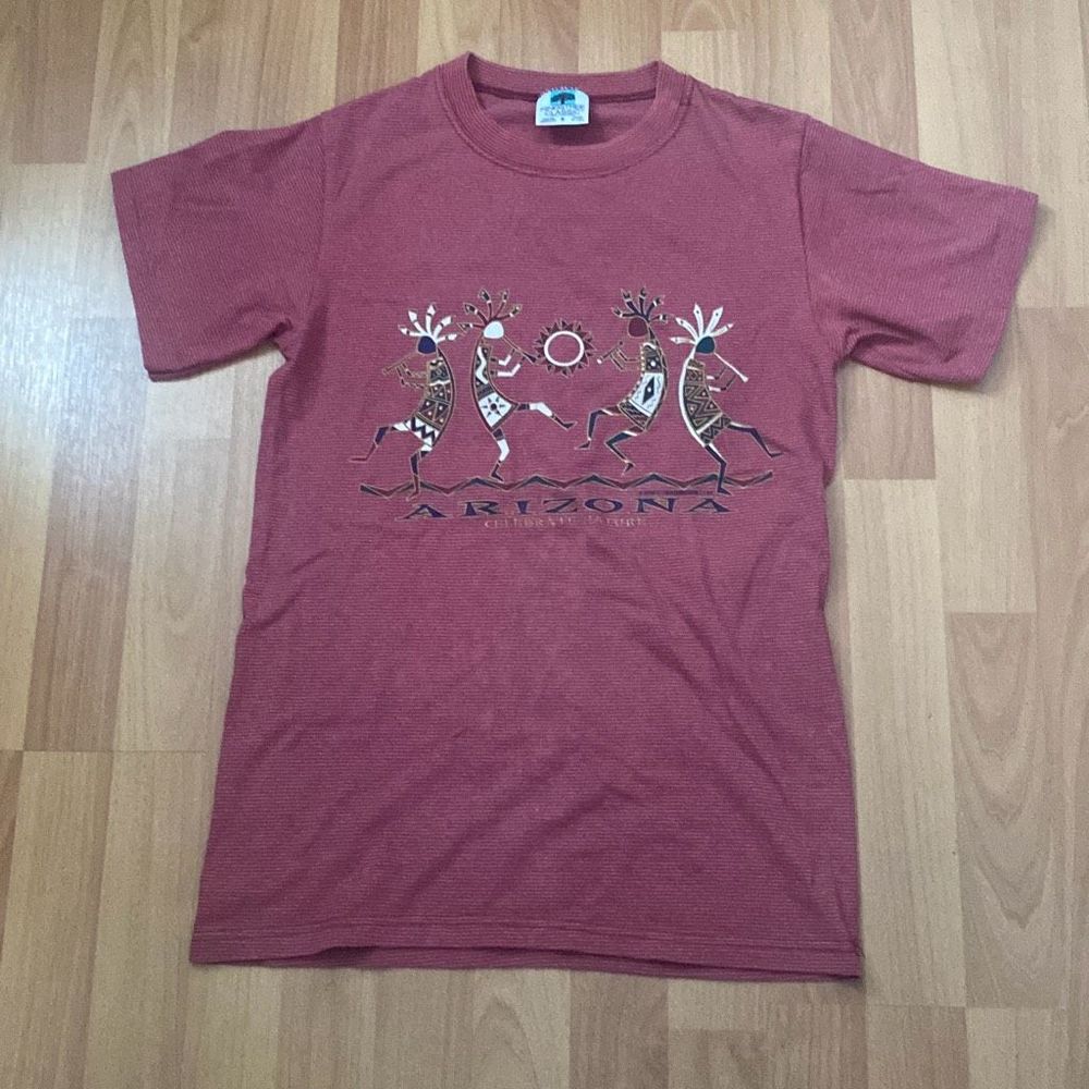 Vintage 90s Kingstree Classic Arizona Red Striped T Shirt Men Small Made in USA